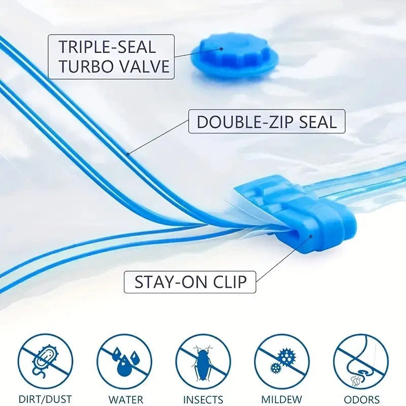 Vacuum Storage Bags Set of 5 with Hand Pump – Space Saver Compression Bags
