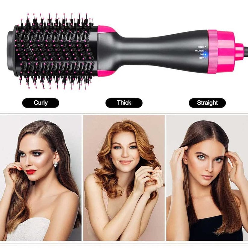 4-in-1 Hot Air Brush Hair Dryer – Straightener, Curler & Volumizer