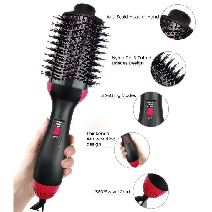 4-in-1 Hot Air Brush Hair Dryer – Straightener, Curler & Volumizer