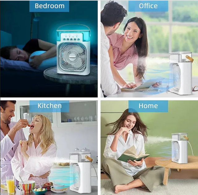 10-Inch Portable Air Cooler Fan – 3-in-1 Mini AC, Humidifier & 7-Color LED