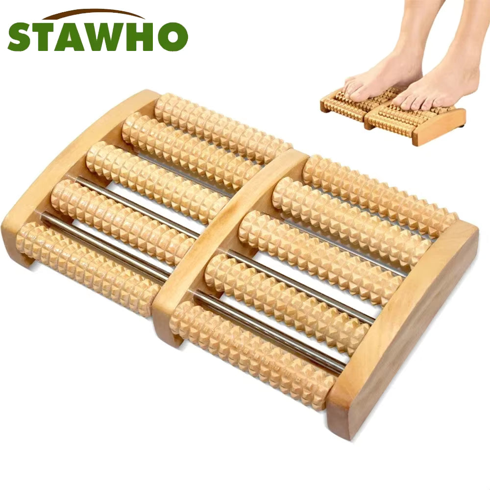 Traditional Wooden Foot Roller Massager – Natural Wood Foot Massage Tool
