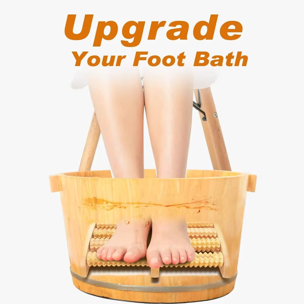Traditional Wooden Foot Roller Massager – Natural Wood Foot Massage Tool