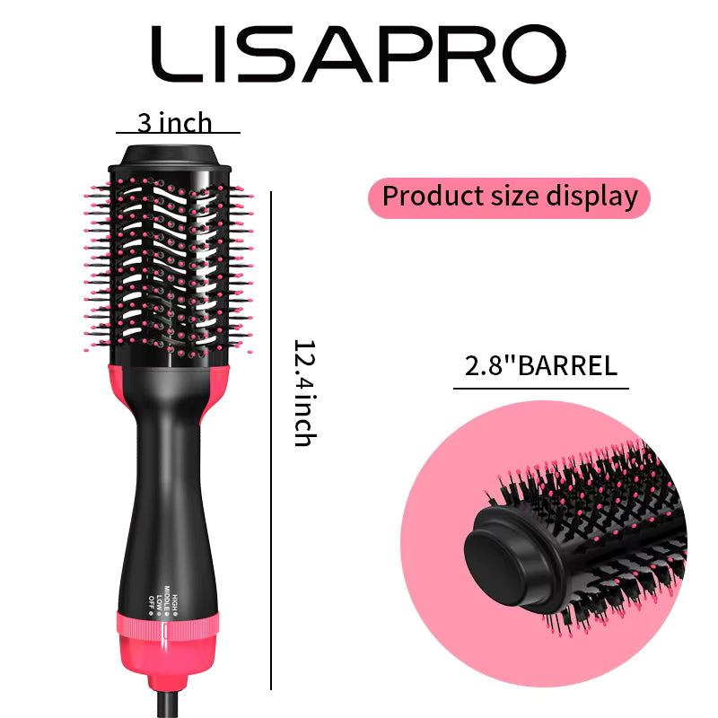 4-in-1 Hot Air Brush Hair Dryer – Straightener, Curler & Volumizer