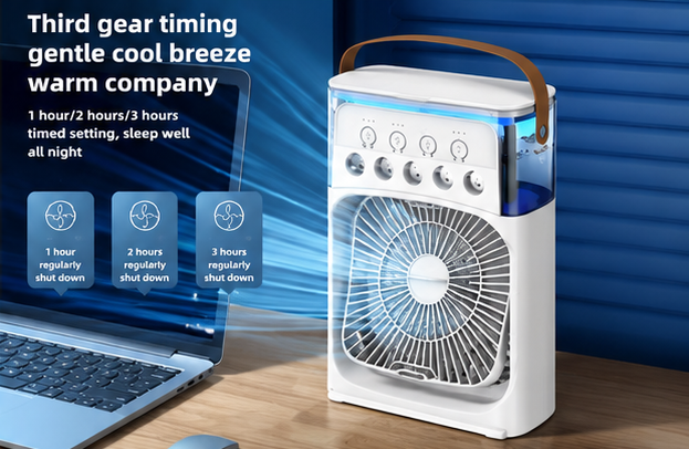 10-Inch Portable Air Cooler Fan – 3-in-1 Mini AC, Humidifier & 7-Color LED