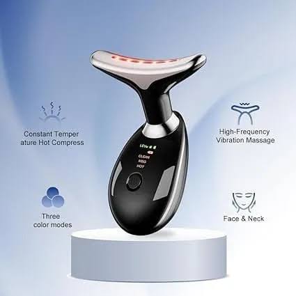 Rechargeable EMS Face & Neck Massager – 3 Modes, 45°C Heat & LED Light Therapy