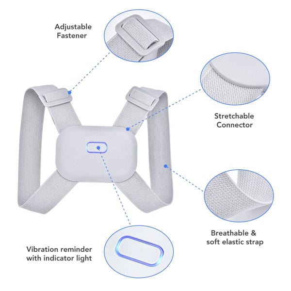 Smart Posture Corrector Belt – Vibration Reminder Sensor for Back & Shoulder