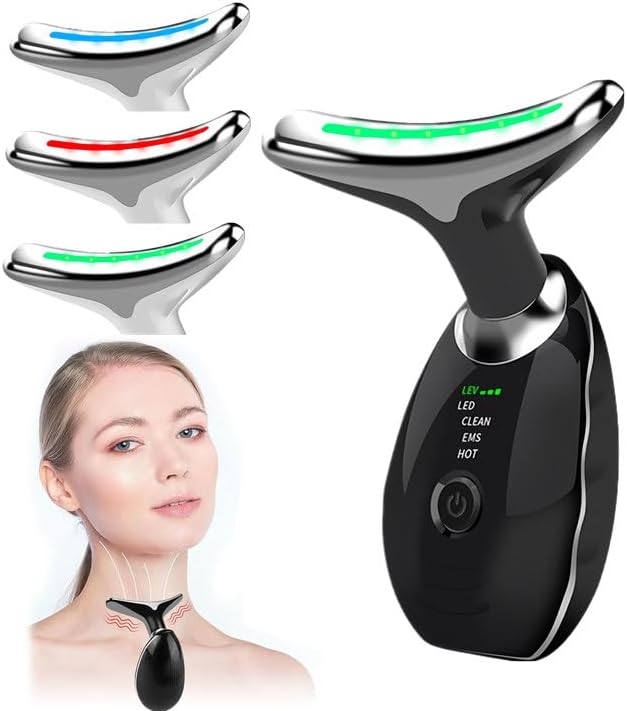 Rechargeable EMS Face & Neck Massager – 3 Modes, 45°C Heat & LED Light Therapy