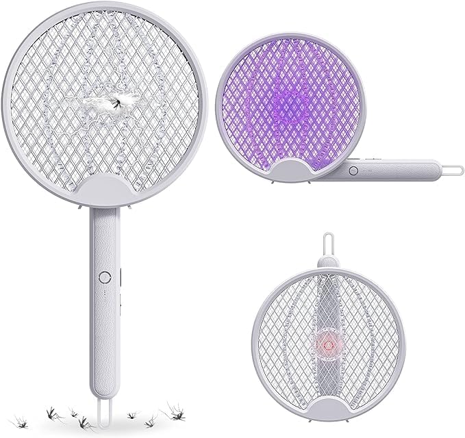 3-in-1 Rechargeable Mosquito Racket – Foldable Electric Bug Zapper with UV Light