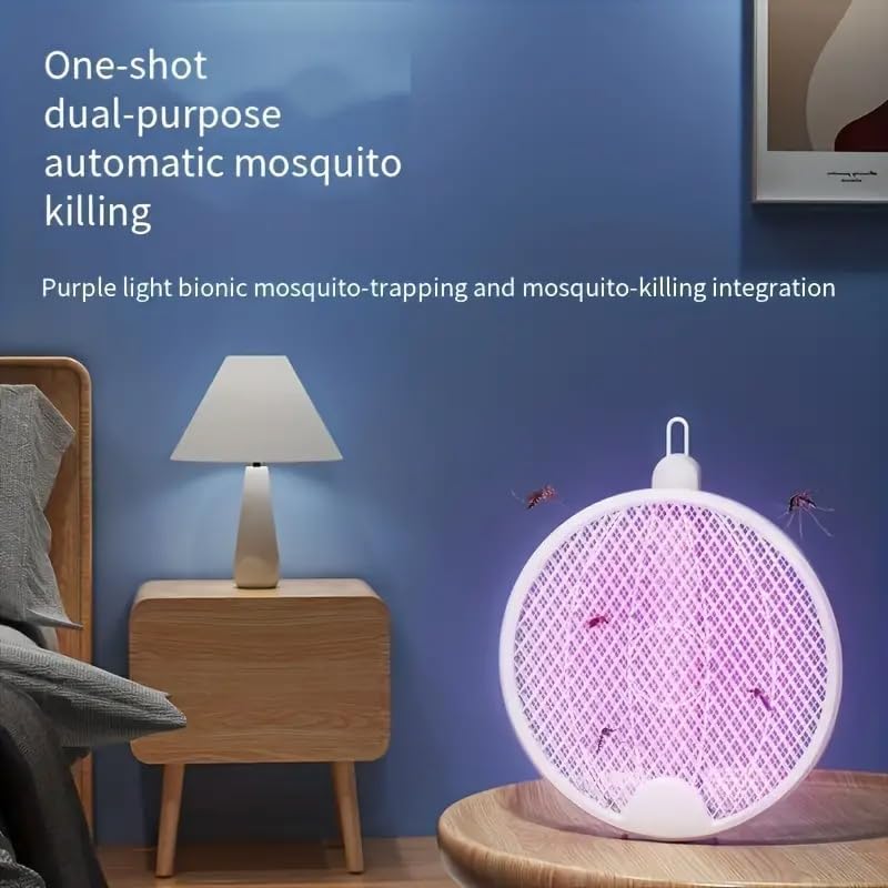 3-in-1 Rechargeable Mosquito Racket – Foldable Electric Bug Zapper with UV Light