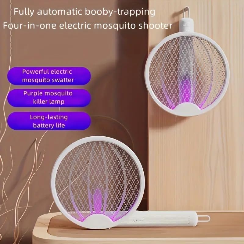3-in-1 Rechargeable Mosquito Racket – Foldable Electric Bug Zapper with UV Light