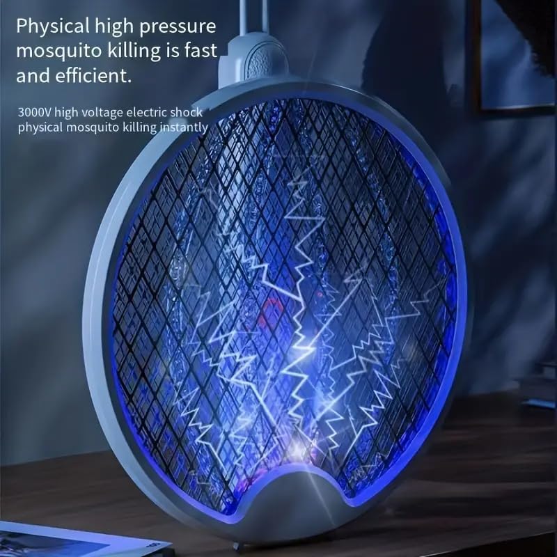 3-in-1 Rechargeable Mosquito Racket – Foldable Electric Bug Zapper with UV Light