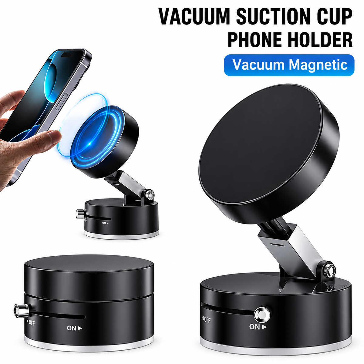 360° Rotating Magnetic Car Phone Holder – Strong Suction Dashboard Mount