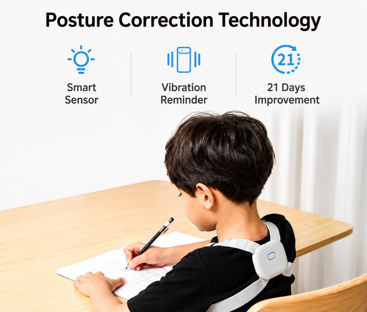 Smart Posture Corrector Belt – Vibration Reminder Sensor for Back & Shoulder