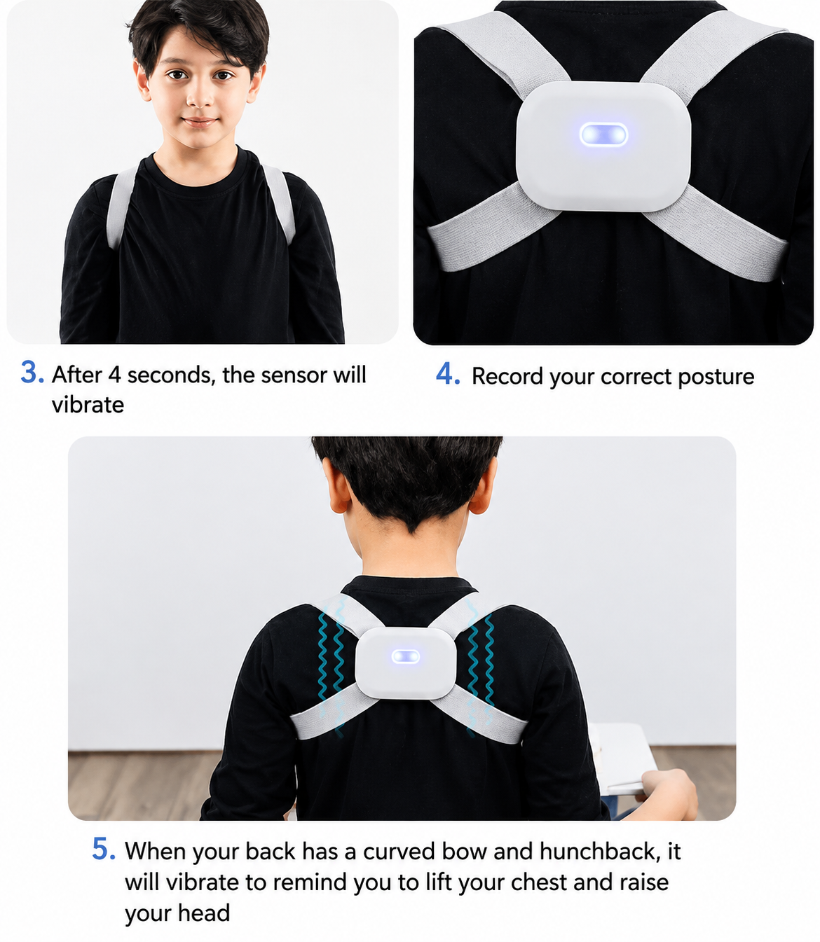 Smart Posture Corrector Belt – Vibration Reminder Sensor for Back & Shoulder