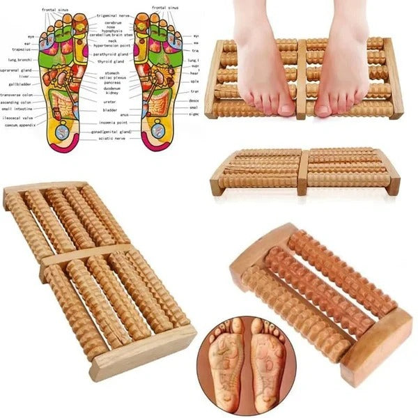 Traditional Wooden Foot Roller Massager – Natural Wood Foot Massage Tool