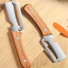 3-in-1 Stainless Steel Kitchen Peeler – Vegetable Peeler with Wooden Handle