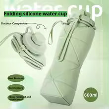 600ml Silicone Folding Water Bottle – Collapsible Reusable Travel Bottle