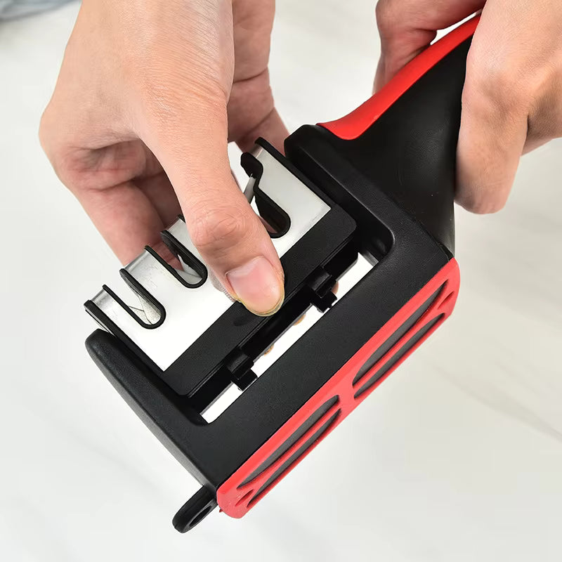 3-Stage Kitchen Knife Sharpener – Manual Blade Sharpening Tool with Non-Slip Base