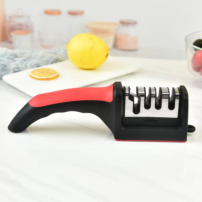 3-Stage Kitchen Knife Sharpener – Manual Blade Sharpening Tool with Non-Slip Base