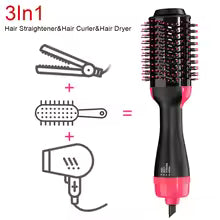 4-in-1 Hot Air Brush Hair Dryer – Straightener, Curler & Volumizer