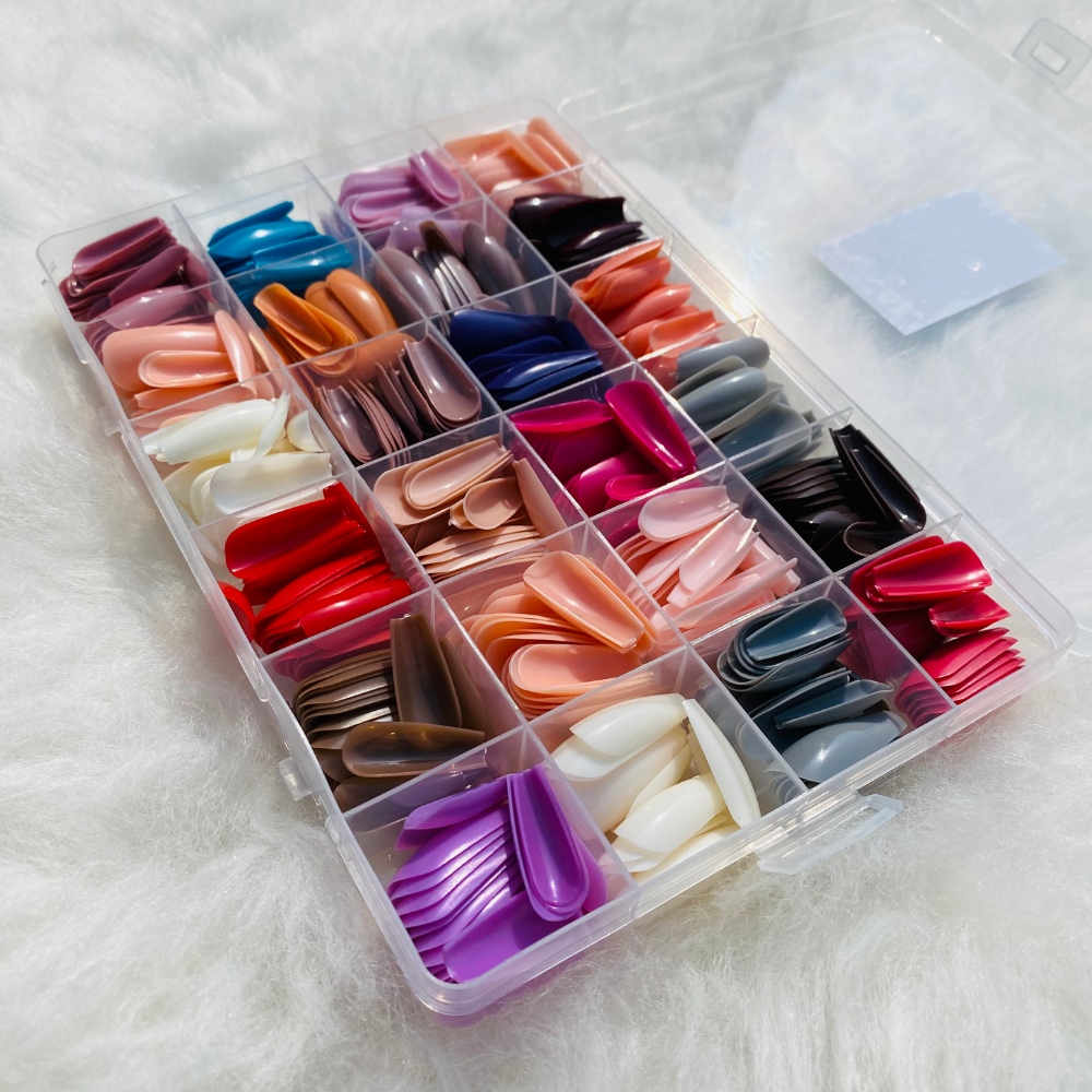 144-Piece Colorful Fake Nail Set – ABS Plastic Nail Shaper Kit, Random Colors