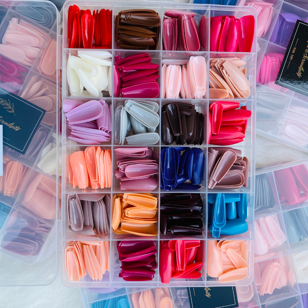 144-Piece Colorful Fake Nail Set – ABS Plastic Nail Shaper Kit, Random Colors