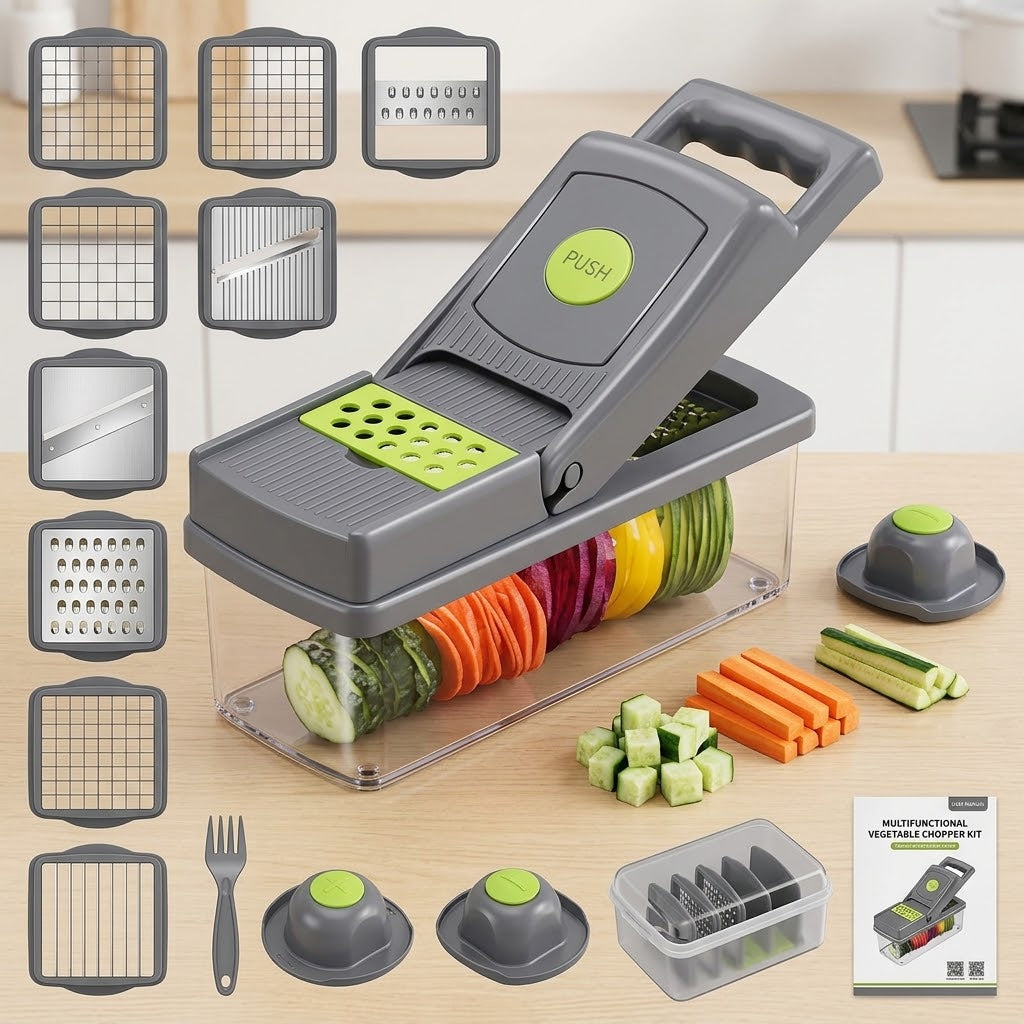 16-in-1 Vegetable Chopper – Multifunctional Dicer, Slicer, Grater & Shredder